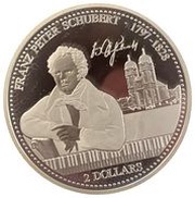 2 Dollars - Elizabeth II Franz Peter Schubert, Cook Islands, 2014 reverse image
