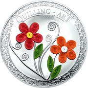 2 Dollars - Elizabeth II Quilling Art - Flowers, Cook Islands, 2016 reverse image