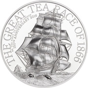 2 Dollars - Elizabeth II The Great Tea Race; Silver Piedfort, Cook Islands, 2016 reverse image