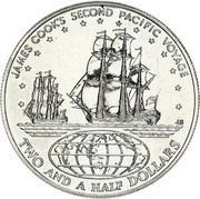 2½ Dollars - Elizabeth II James Cook, Cook Islands, 1973-1974 reverse image