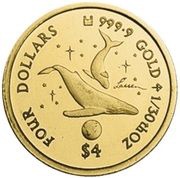4 Dollars - Elizabeth II Whales, Cook Islands, 2001 reverse image