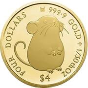 4 Dollars - Elizabeth II Mouse, Cook Islands, 2020 reverse image