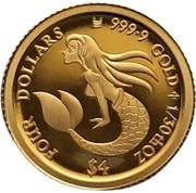 4 Dollars - Elizabeth II Mermaid, Cook Islands, 2021 reverse image