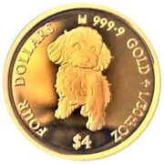 4 Dollars - Elizabeth II Poodle, Cook Islands, 2021 reverse image