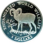 5 Dollars - Elizabeth II European mouflon, Cook Islands, 1990 reverse image