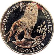 5 Dollars - Elizabeth II Lion, Cook Islands, 1991 reverse image