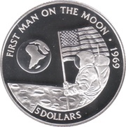 5 Dollars - Elizabeth II Moon Landing, Cook Islands, 1991 reverse image
