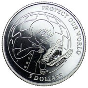 5 Dollars - Elizabeth II Protect Our World, Cook Islands, 1992 reverse image