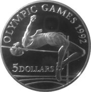 5 Dollars - Elizabeth II Olympics, Cook Islands, 1992 reverse image