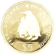 5 Dollars - Elizabeth II Penguins, Cook Islands, 1994 reverse image