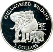 5 Dollars - Elizabeth II Endangered Wildlife, Cook Islands, 1995 reverse image