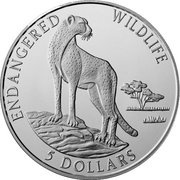 5 Dollars - Elizabeth II Cheetah, Cook Islands, 1996 reverse image