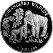 5 Dollars - Elizabeth II Gorilles, Cook Islands, 1996 reverse image