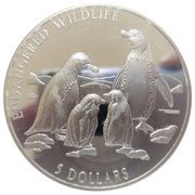5 Dollars - Elizabeth II Penguins, Cook Islands, 1996 reverse image