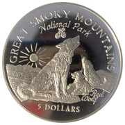 5 Dollars - Elizabeth II Great Smoky Mountains, Cook Islands, 1996 reverse image