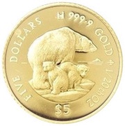 5 Dollars - Elizabeth II Polar bears, Cook Islands, 1996 reverse image