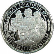 5 Dollars - Elizabeth II Greatest Leaders of the Millennium, Cook Islands, 1997 reverse image