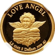 5 Dollars - Elizabeth II Love Angel, Cook Islands, 1997 reverse image