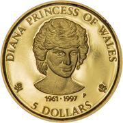 5 Dollars - Elizabeth II Princess Diana, Cook Islands, 1997 reverse image