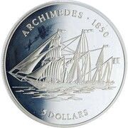 5 Dollars - Elizabeth II Archimedes 1850, Cook Islands, 1999 reverse image