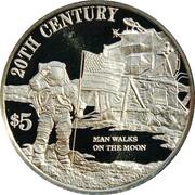 5 Dollars - Elizabeth II Moon Landing, Cook Islands, 1999 reverse image
