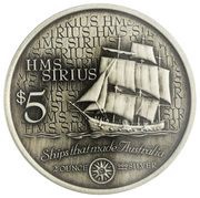5 Dollars - Elizabeth II HMS Sirius, Cook Islands, 1999 reverse image