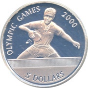 5 Dollars - Elizabeth II Table tennis, Cook Islands, 2000 reverse image