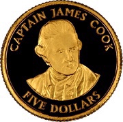 5 Dollars - Elizabeth II James Cook, Cook Islands, 2001 reverse image