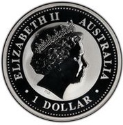 1 Dollar - Elizabeth II 4th Portrait - Australian Kookaburra - Silver Set obverse image
