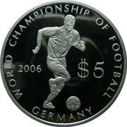 5 Dollars - Elizabeth II FIFA World Cup 2006 Germany, Cook Islands, 2002 reverse image