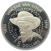 5 Dollars - Elizabeth II Vincent van Gogh, Cook Islands, 2003 reverse image