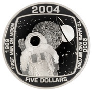 5 Dollars - Elizabeth II To Mars and Beyond, Cook Islands, 2004 reverse image