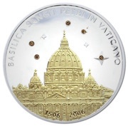 5 Dollars - Elizabeth II St. Peters Basilica, Cook Islands, 2006 reverse image