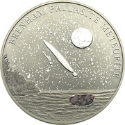 5 Dollars - Elizabeth II Brenham Pallasite Meteorite, Cook Islands, 2007 reverse image