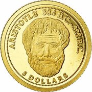 5 Dollars - Elizabeth II Aristotle, Cook Islands, 2008 reverse image