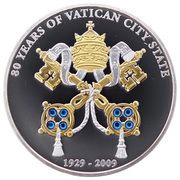 5 Dollars - Elizabeth II Vatican State anniversary, Cook Islands, 2009 reverse image