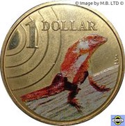 1 Dollar - Elizabeth II 4th Portrait - Land Series - Frilled-Neck Lizard, Australia, 2009 reverse image