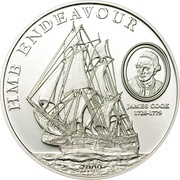 5 Dollars - Elizabeth II Endeavour, Cook Islands, 2009 reverse image