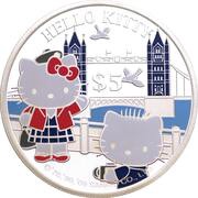 5 Dollars - Elizabeth II Hello Kitty, Cook Islands, 2009 reverse image