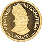 5 Dollars - Elizabeth II The Man with the Golden Helmet, Cook Islands, 2009 reverse image