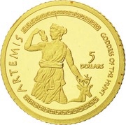5 Dollars - Elizabeth II Artemis, Cook Islands, 2009 reverse image