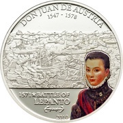 5 Dollars - Elizabeth II Don Juan de Austria: Battle of Lepanto, Cook Islands, 2010 reverse image