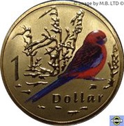 1 Dollar - Elizabeth II 4th Portrait - Air Series - Crimson Rosella, Australia, 2009-2011 reverse image