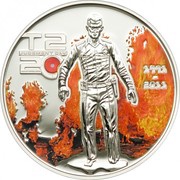 5 Dollars - Elizabeth II Terminator 2; walking through flames, Cook Islands, 2011 reverse image