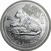 1 Dollar - Elizabeth II 4th Portrait - Year of the Tiger - Silver Bullion Coin reverse image