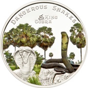 5 Dollars - Elizabeth II King Cobra, Cook Islands, 2011 reverse image