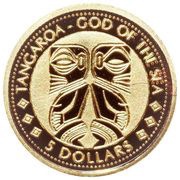 5 Dollars - Elizabeth II Tiki Art Tangaroa, Cook Islands, 2011 reverse image