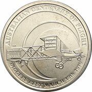 1 Dollar - Elizabeth II 4th Portrait - Centenary of Powered Flight, Australia, 2010 reverse image