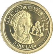 5 Dollars - Elizabeth II James Cook, Cook Islands, 2012 reverse image