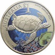 1 Dollar - Elizabeth II 4th Portrait - Great Barrier Reef, Australia, 2010 reverse image
